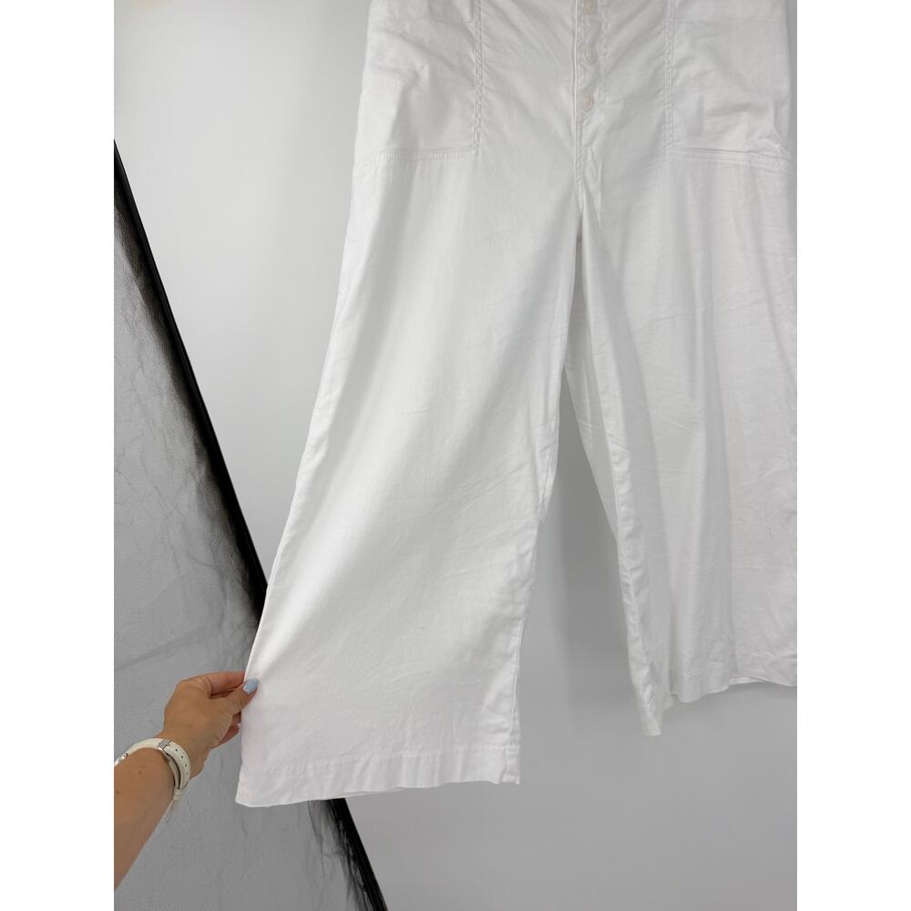 Evereve Joelle Stretch Linen Cropped Wide Leg Size 31 White Coastal Minimalist - Picture 7 of 13